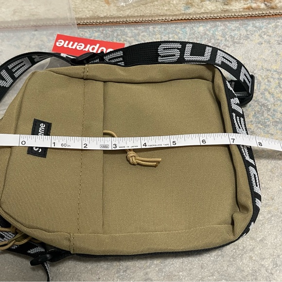 NWT Unisex Supreme Logo Strap Canvas Shoulder Bag In Sandy Tan 7” X 8.5” X 1.6” - Picture 14 of 15